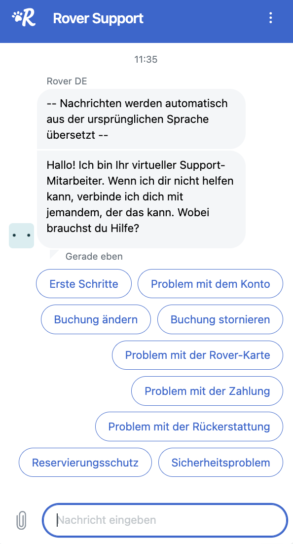 Wie kontaktiere ich den RoverKundenservice? Hilfeseiten